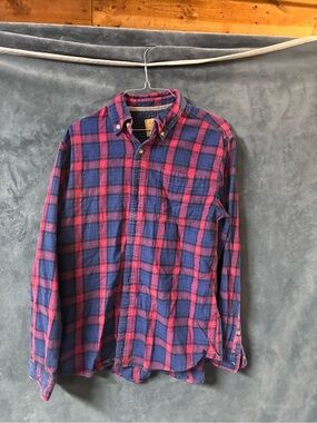 Boston Traders Blue and Pink Plaid Button-Down Shirt
